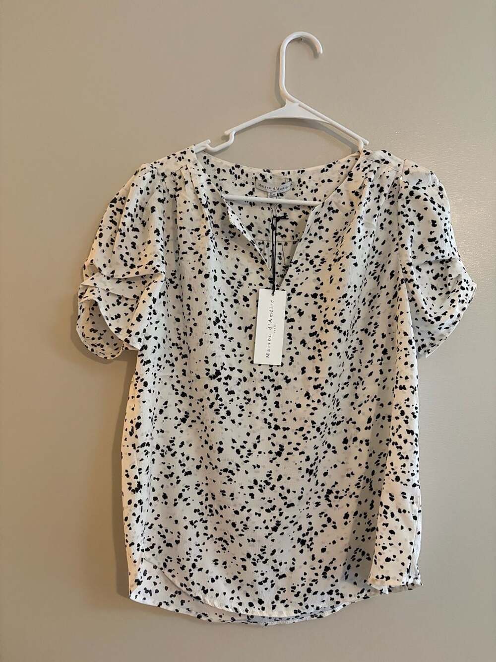 Maison d'Amélie Paris Black and White Spotted Blouse Size XS
